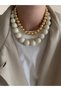 Cream Color & Gold Bead Women's Necklace Set - 3