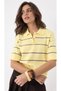 Yellow Essentials Striped Polo Collar Sweater