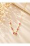 Anti-Tarnish Gold-Tone Necklace with Pink Floral & Butterfly Pendant - 3
