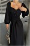 Satin Square Maxi Evening Dress Fabric Dress Collar - 4