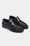 Marbella Black Waterway Crocodile Leather Saddler Drawstring Detail Flat Sole Women's Loafer - 4