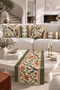 Botanica 5-Piece Floral Bird Throw Pillow Cover and Runner Set Green Orange Floral and Geometric Pattern Decorative Set Double-Sided Digital Print Hidden Zipper 4-Piece Throw Pillow Covers 1-Piece Runner