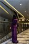 Flexible Slit V Evening Dress Velvet Fabric Dress Collar - 2
