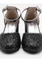Black Glittery Girl's Heeled Shoes - 2