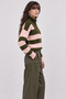 Khaki Soft Textured Striped Wide Fit Knitwear Sweater - 4