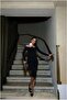 Kayık Abiye Elbise Collar Draped Midi Long Sleeve