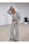 Women's Wide-Leg Sweatpants with Folded Waist Detail, Two Yarns, Without Ruffles - 2