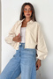 Women's Balloon Sleeve Gabardine Crop Jacket - 2