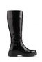 Saka Women's Short Heeled Black Patent Leather Long Boots - 7