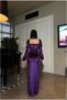 Velvet Detailed Strapless Evening Dress Stone Fabric Dress - 3