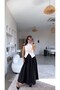 Black Poplin Maxi Skirt with Elastic Waist