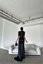 Satin Evening Dress Fabric Dress Collar Double Breasted - 2