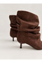 Pillow Slouchy Drawstring Wide Ankle Short Heel Pointed Toe Women's Booties - 2