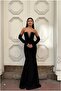 Crepe V Fish Evening Dress Fabric Dress Collar Cut - 2
