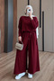 Women's Seasonal Cupra Pike Basic Skirt Trousers Hijab Set 3858 Claret Red - Premium Series - 4