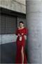 Kayık Detailed Evening Dress Stone Dress Collar Long Sleeves - 2
