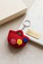 Handmade Floral Knitted Mini Bag Keychain - Silver Ring