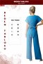 Women's Short Jumpsuit with Collar, Self-Tie Belt, Double-Breasted Sleeves - 5