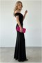 Women's Maxi Detail Boat Neck Evening Dress Short Slit Fabric Dress Collar Length Crepe Sleeves - 2