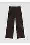 Vizyon New Season Brown High Waist Wide Leg Women's Trousers - 7