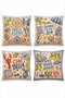 Cream Sea Shell Patterned 4-Piece Throw Pillow Cover Set - 3