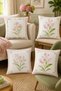 Pink Flowers Patterned 4-Piece Throw Pillow Cover Set - 2