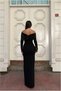 Flexible Slit Evening Dress Fabric Dress Collar Carmen Satin - 4
