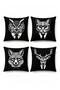 Owl, Cat, Fox, Deer Patterned 4-Piece Throw Pillow Cover Set - 3