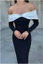 Flexible Detailed Strapless Evening Dress Stone Fabric Dress Crepe - 4
