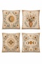 Bohemian Sun, Flowers, Moon Patterned 4-Piece Throw Pillow Cover Set - 3