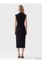 Black Judge Collar Appliqued Buttoned Crepe Dress - 4