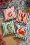 Colorful Sea Creatures Patterned 4-Piece Throw Pillow Cover Set - 3