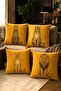 Yellow Leopard, Tiger, Lion Patterned 4-Piece Throw Pillow Cover Set