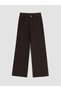 Vizyon New Season Brown High Waist Wide Leg Women's Trousers - 5