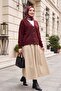 Buttoned Front V-Neck Soft Knitwear Cardigan -Burgundy - 5