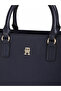 Women's Metallic Embossed Th Logo Stripe Patterned Long Strap Navy Blue Card Holder - 5