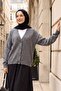 Buttoned Front V-Neck Soft Knitwear Cardigan - Smoked