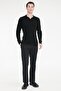 Men's Black Cotton Comfort Fit Side Pocket Dobby Casual Stretchy Trousers