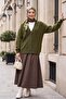 Buttoned Front V-Neck Soft Knitwear Cardigan -Khaki - 6