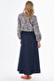 Denim Garnished Jacquard Dress Indigo - 4