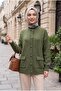 Double Pocket Half-Waisted Buttoned Casual Knitwear Cardigan -Khaki - 4