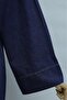 Beli Lace-Up Brooched Slit Long Denim Kimono - Dark Navy Blue - 7