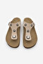 Women's Genuine Leather Eva Sole Buckle Flip Flops Vezon Beige Suede S - 7