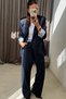 Jacket and Trousers Set with Slits on the Back, Dark Blue