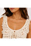 Women’s White Crochet Tie-Front Fringe Crop Top - 2