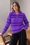 Women's Shirt Collar Button Detailed Hair Braided Sweater
