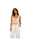 Women’s White Crochet Tie-Front Fringe Crop Top