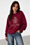 Embroidery Detailed Sweatshirt Burgundy