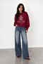 Embroidery Detailed Sweatshirt Burgundy - 3