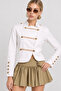 Napoleon Buttoned Gabardine Jacket Lki̇0055 Ecru - 3